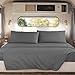 RV/Short Queen Bed Sheets Set Bedding Sheets Set for Campers, 4-Piece Bed Set, Deep Pockets Fitted Sheet, 100% Luxury Soft Microfiber, Hypoallergenic, Cool & Breathable, Gray