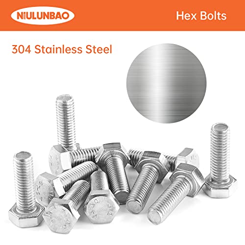 Image of M8-1.25 x 20mm Heavy Duty Hexagon Bolts Hex Head Screws, 304 Stainless Steel, Metric Machine Fully Thread, Bright Finish, Quantity 25PCS