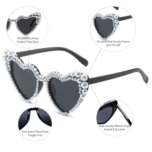 Lunettes de soleil cœur strass perles cadeau invité EVJF tendance - 7