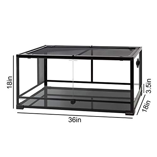 image for REPTI ZOO 50 Gallon Reptile Glass Terrarium Tank Double Hinge Door wit