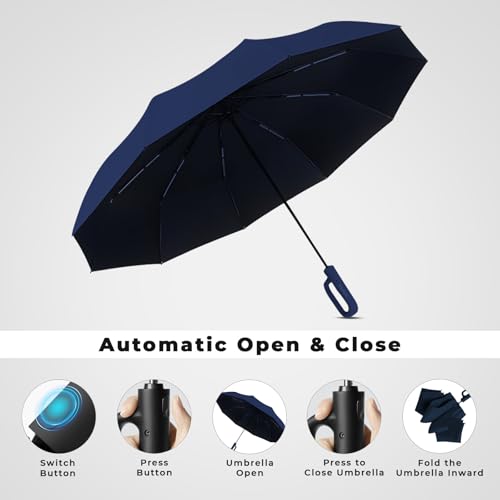 Image of PANCA Umbrella for Rain Big Size - Windproof UV Protection Compact Folding Umbrella for Men, Women, Girls & Kids | Automatic Open & Close, 8 Ribs Strong Stylish Chatri for Daily Monsoon Travel