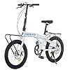 BSTSEL 20 Inch Folding Bike Adult, For Adult Men and Women Teens, Lightweight Frame, 7 Speed Drivetrain, Foldable Bike With Disc Brake (White With Bracket) #5
