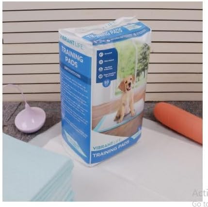 Vibrant Life~Training Pads – Super Absorbent, Leak Proof, & Fast Dry Dog and Puppy Pee Pads ~ L 22 in x 22 in, 50 Count~Pack of 2