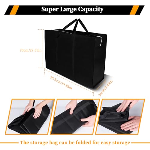 4 Pack Oversized Heavy Duty Moving Storage Bags With Sturdy Zippers and Comfortable Handles, Sturdy and Durable Seasonal Clothing Storage Bags, College Student Supplies Moving Bags, Black - Thumbnail 2