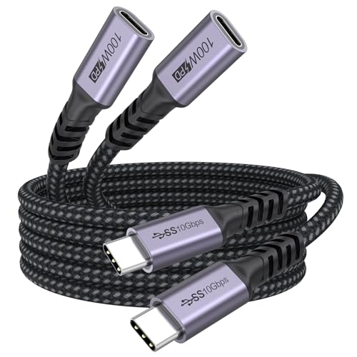 USB C Extension Cable 6ft 2 Pack, USB3.2 Gen2 Extender Male to Female Full Function 10Gbps Data...