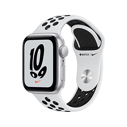 Apple Watch Nike SE (GPS), Caixa em alumínio prateado de 40 mm com Pulseira esportiva Nike platina‑p