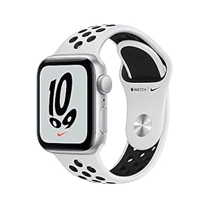 Apple Watch Nike SE (GPS + Cellular), Caixa alumínio prateado de 40 mm com Pulseira esportiva Nike platina‑pura/preta