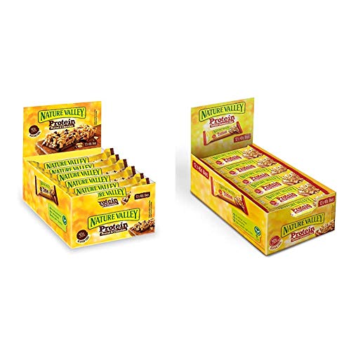 Nature Valley Proteinriegel Set  Peanut & Chocolate + Salted Caramel Nut, je 1 x 12er Pack Proteinriegel (2 x 12 x 40g)