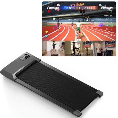 Superun Walking Pad mit Steigung 6% – Laufband für Zuhause max 6km/h & 12km/h mit App und Fernbedienung – Laufband Schreibtisch max 136 kg mit Multi-Runner-Rennen und Training Courses
