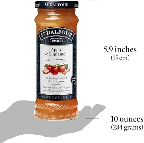 St. Dalfour Apple & Cinnamon Fruit Spread - 10oz - 100% from Fruit & Cinnamon, No Artificial Ingredients, Non-GMO, No Cane Sugars, All Natural - Pack of 6