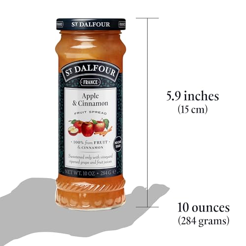 St. Dalfour Apple & Cinnamon Fruit Spread - 10oz - 100% from Fruit & Cinnamon, No Artificial Ingredients, Non-GMO, No Cane Sugars, All Natural - Pack of 6