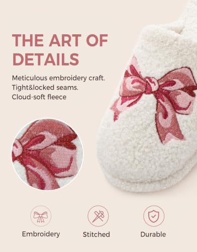 Image of HomeTop Women's Set of 2 Pairs Slip On Slippers (Size7-8,Bow Bliss)-Loafer Slippers(Size 7-8,Gray)