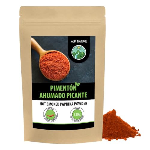Alpi Nature Pimentón Ahumado Picante en Polvo 125g, Pimientos Rojos Molidos, Pimentón Picante Ahumado