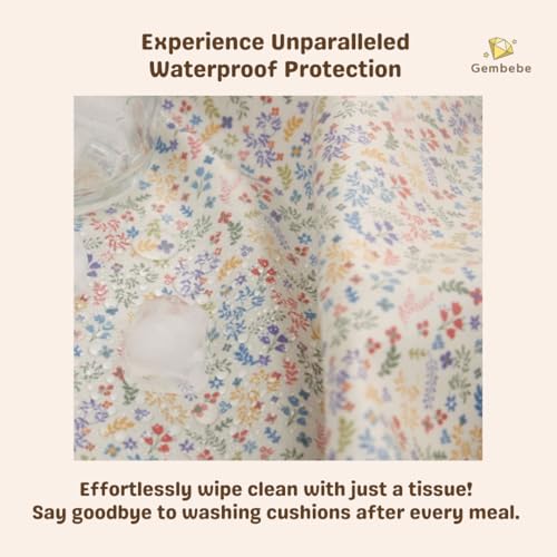 Image of Waterproof Cotton Cushion Set, Stokke Tripp Trapp Compatible, 100% Cotton, Flower Garden, 12.0x16.5 inches, 49.5 Counts