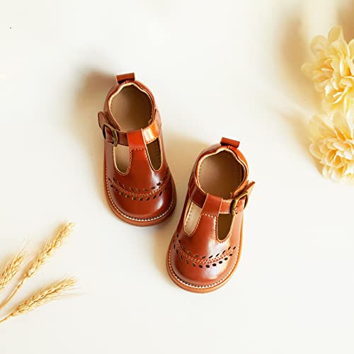 Flaryzone FR42-BROWN-13 Toddler Little Girls Flat Dress Shoes School Oxfords Marry Jane thumb #2
