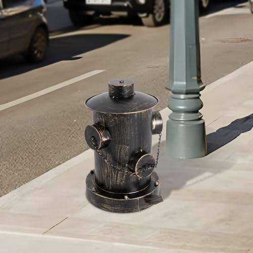 Image of LOYALHEARTDY Fire Hydrant Trash Can, Retro Creative Garbage Can with Removable Inner Bucket, Wrought Iron Pedal Trash Can, Indoor Outdoor Waste Bins for Park Garden Kitchen Garbage, Bronze