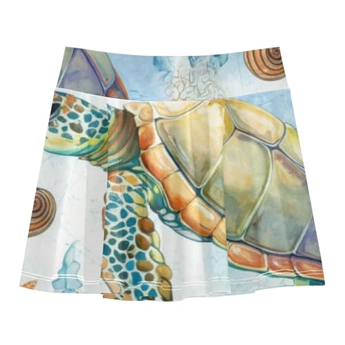 Watercolor Sea Turtle Athletic Shorts for Girls Skorts Kids Tennis Skirts Cute Comfy Flowy Skirt 3t2