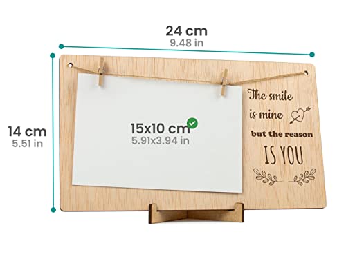 CONTRAXT Valentine's photo album frame. Photo holder Frame to hang photos with wooden clips gifts details original ideas special happy valentine's day lovers wonderful man (Couples EN) - Image 6