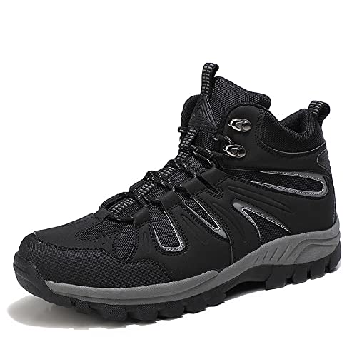 PDUEX Thermal Products Mountaineering Shoes Outdoor high Shoes Hiking Shoes Cross Country Running Shoes Men's Shoes to Protect Your feet (Color : Black, Size : 11)