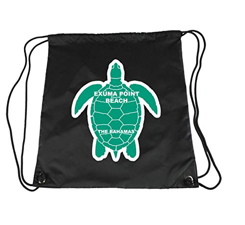 Exuma Point beach The Bahamas Souvenir Cinch Bag with Drawstring Backpack Tote Beach Bag Green Turtle Design