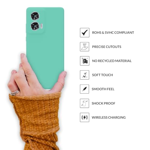 Image of SPRIG Compatible with Moto Edge 50 Fusion Premium SilkTone (Liquid Silicone) Back Cover Drop Tested Shock Proof Mobile Case for Men, Women, Boys and Girls with Camera Protection (Turquoise Blue)