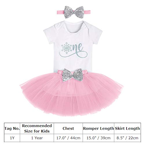 IMEKIS Baby Girl Winter Snowflake 1st Birthday Outfit Cake Smash Romper Tutu Skirt Headband Christmas Photo Shoot Clothes Set2