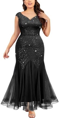 Miusol Women's Plus Sequin Lace Mermaid Formal Evening Gown Dress
