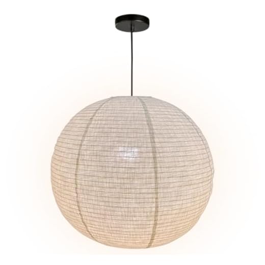 Nogy Linen Pendant Light Fixture 24inch - Hanging Light - Off White Pendant Light Large Lantern - Linen Pendant, Perfect for Home Decor, Easy Installation (Hardwired)