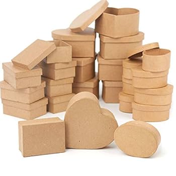 【PAPIER-MACHE STORAGE CONTAINER】 Vintage Small Decoupage Papier Mache Cardboard 3-drawer