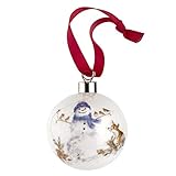 Aus feinem Knochenporzellan. Wrendale Designs Weihnachtskugel, Design: „Gathered All Around“, Mehrfarbig.
