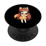 Chibi Style Kawaii Japanese Anime Girl With Fox Ears & Tails PopSockets PopGrip: Swappable Grip for...
