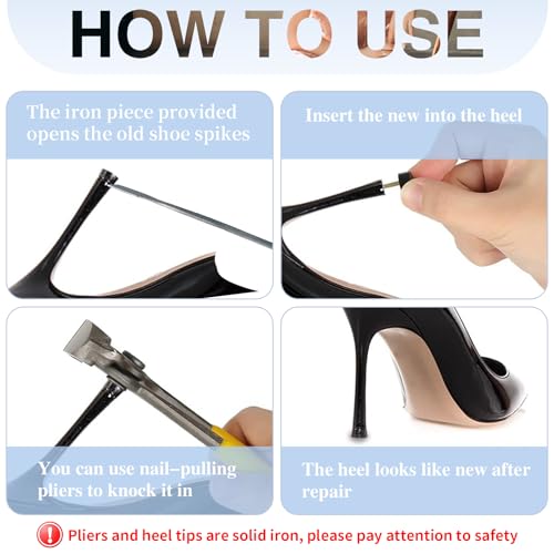 Image of MHBH High Heel Replacement Tips, Shoe Heel Repair - 20 Pairs of Heel Caps Shoe Heel Repair Kit for Women's Shoes, 5 sizes