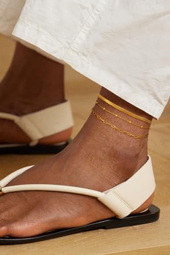 Image of Gold Anklets for Women Waterproof 14k Gold Plated Cuban Link Anklets Non Tarnish Rope Herringbone Ankle Chain Summer Beach Jewelry Gifts for Women