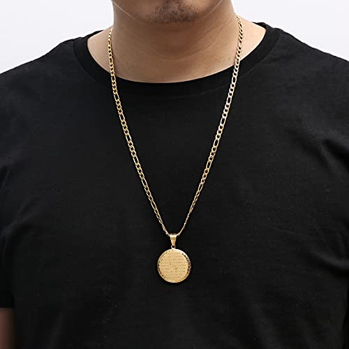 HZMAN Bible Verse Prayer Necklace Christian Jewelry Gold Stainless Steel Praying Hands Coin Medal Pendant3