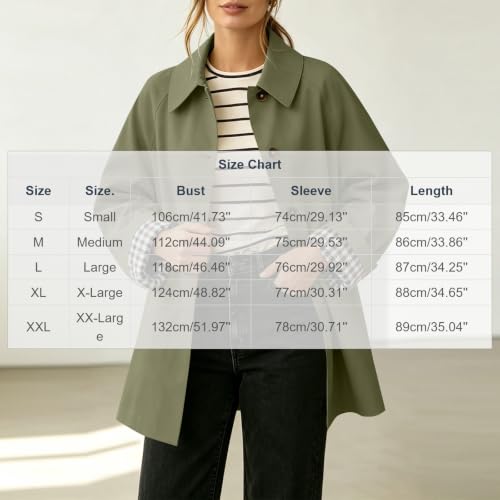 Trench Coat Women Button Front Casual Coats Fall Jackets with Plaid Cuff - image 5