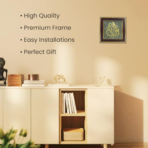 Image of Astrotalk Ganesh Ji on Raw Pyrite Frame | Ganesh Idol for Home Decor with Pyrite Stone Frame | Ganesh Vastu Items for Home & Office | Gift for Man & Woman | 19x19x1 cm | 1 Piece