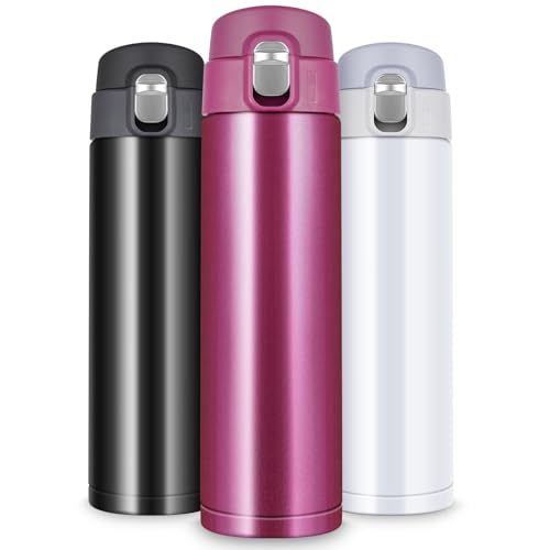 Flintronic Taza de Viaje, Termo Taza 500ML, Frasco de Vacío de Acero Inoxidable 304, Sin BPA, Térmica de Doble Pared, Aislado al Vacío - Rosa rojo