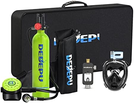 DEDEPU Mini Scuba Tank Within Breathing Capacity for 15-20 Minutes Underwater 1L Dive Tanks Deepest 30 Feet Scuba Diving Gear for Outdoor Reusable Mini Diving Tanks Underwater Breathing Device