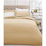Amazon Basics - Juego de funda nórdica de satén de algodón de 400 hilos - 200 x 200 cm/ 50 x 80 cm x 2, Beige