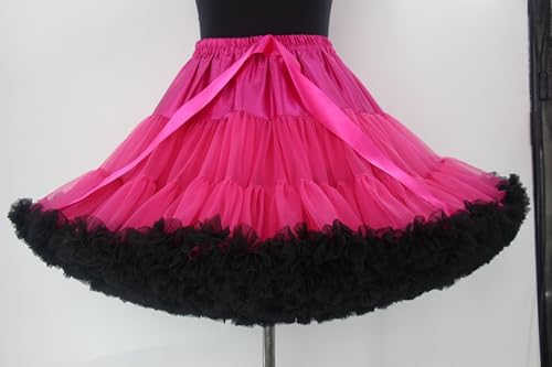 Sipumia Saia feminina super fofa, saia tutu de chiffon, princesa, balé, dança, saia curta, Fúcsia e