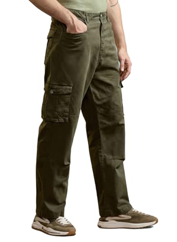 Image of Vogaan Men's Cotton Cargo Pants | Casual Trousers for Men | Comfortable Lower for Men | Breathable Pants with 6 Pockets