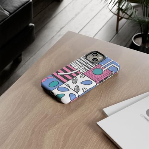 Coque iPhone 14 rose géométrique rigide mate anti-rayures