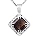 Daily Boutik - Collar con colgante de solitario de plata esterlina para mujer - Encantador colgante de piedra de nacimiento de cuarzo ahumado marrón - 8X8 mm, corte cojín