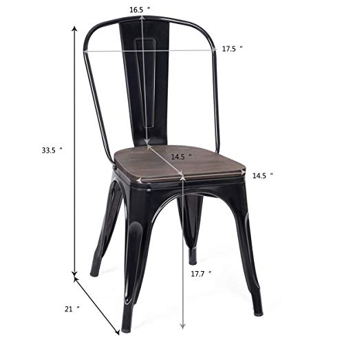 image for COSTWAY 18 Inch Dining Chair Set of 4, Industrial Vintage Stackable Me