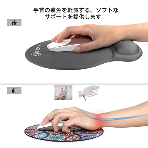 iCasso マウスパッド リストレスト一体型 防水 無地 26×21cm パームレスト 疲労低減 手首クッション 滑り止め 人間工学 ゲーミングマウスパッド おしゃれ 低反発 オフィス/ホーム用（グレー）
