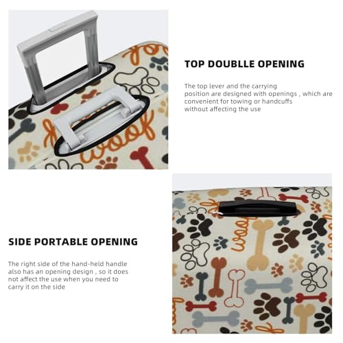 Dog Bones Paw Prints Print Suitcase Cover Luggage Protector Washable Elastic Fashionable Travel Gear Cover 5