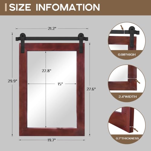 Image of COGOOD Bathroom Mirrors for Over Sink - 22 x 30 Farmhouse Barn Door Wall Mirror for Bathroom, Living Room, Entryway Wall Decor Espresso