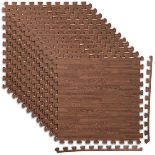 Image of Art3d 96 Sq.Ft Eva Puzzle Exercise Mats, 24 inchx24 inch x 1 /2 inch Thick Foam Interlocking Tiles for Flooring, Workout, Gym Equipments, Pack of 24, Dark Walnut