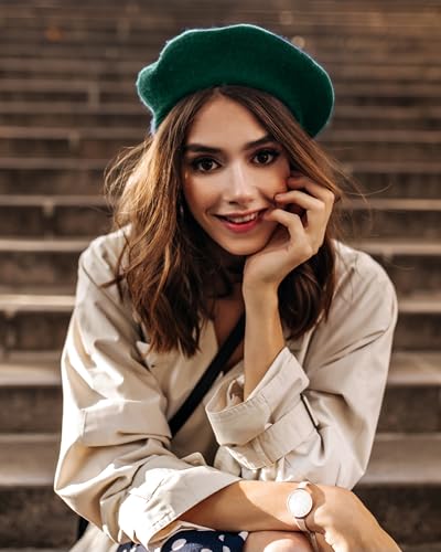 Image of Parquet Solid Color French Beret Hat. Classic French, Casual and Chic Lightweight Cap for Women