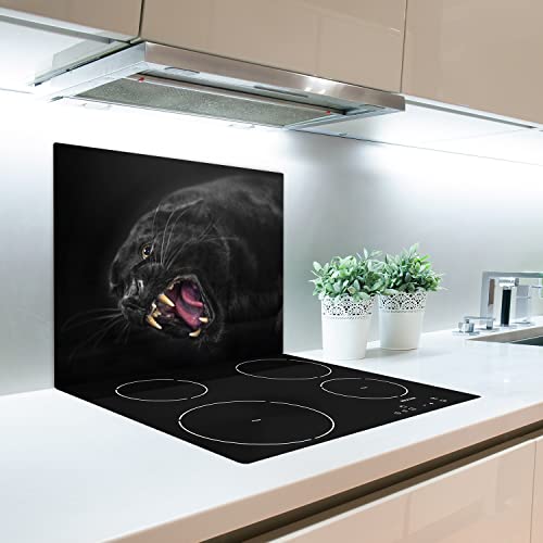 Plaque de couvercle en verre durci haut de gamme 60x52 cm motif léopard noir texturé Décormat